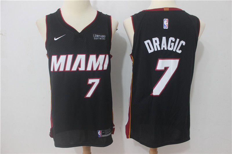 Men Miami Heat #7 Dragic Black Game Nike NBA Jerseys->miami heat->NBA Jersey